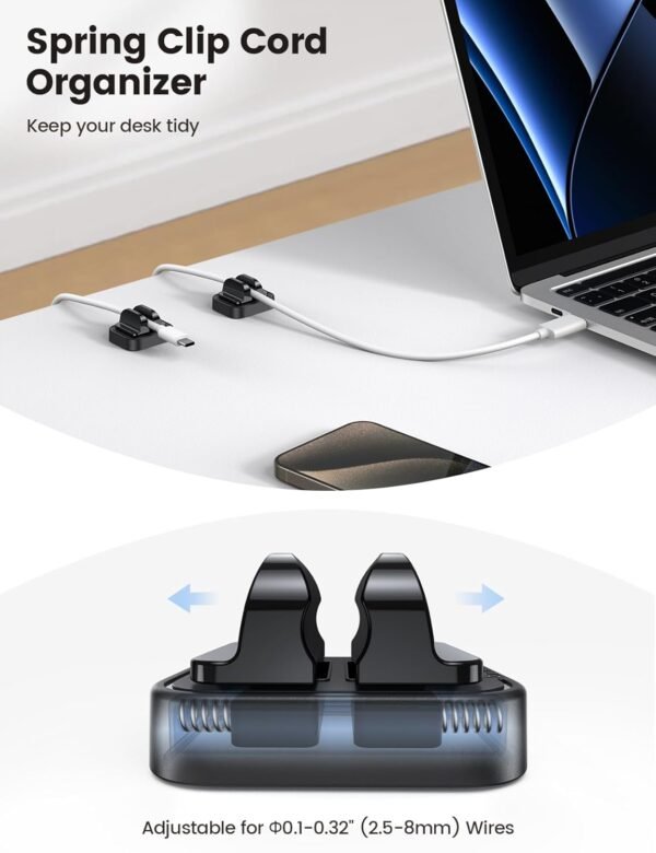 5Pack Cable Spring Holder Clips, Wire Organizer for Des... - Image 3