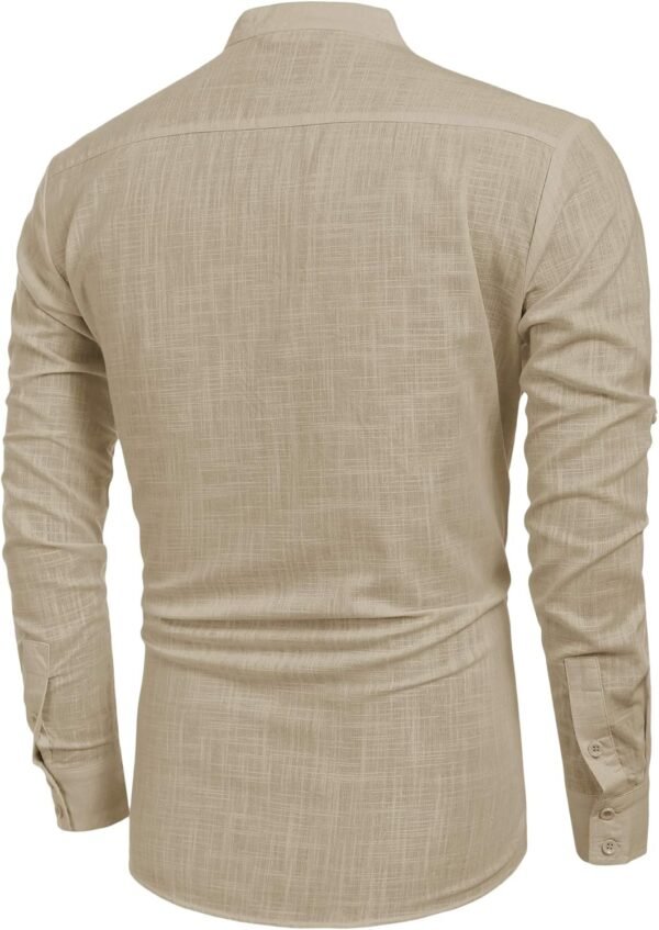 COOFANDY Males's Cotton Linen Henley T-Shirts Lengthy Sleeve... - Image 8