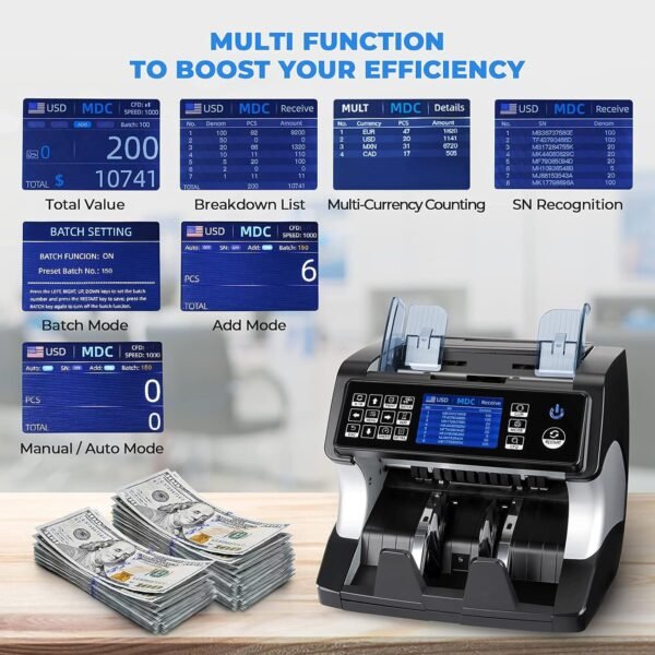 MUNBYN IMC01 Financial institution Grade Cash Counter Machine Combined Den... - Image 3