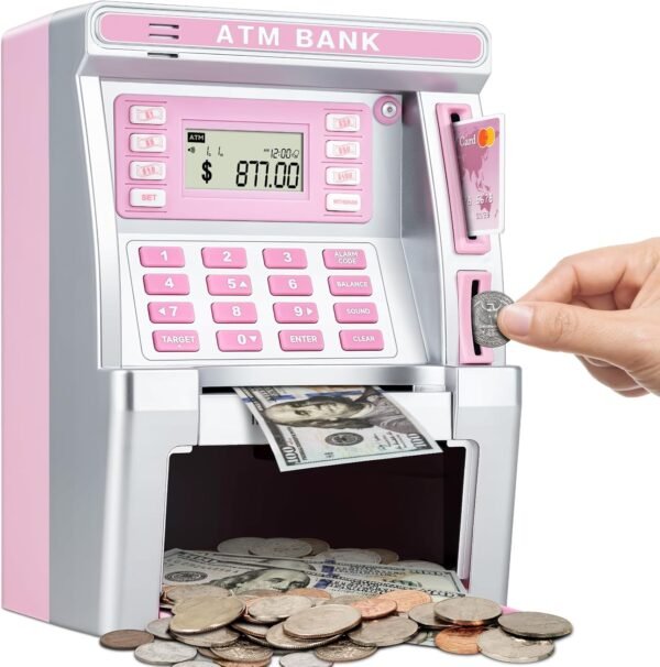 BAODLON Pink Piggy Financial institution for Children, ATM Machine Financial institution for ... - Image 2