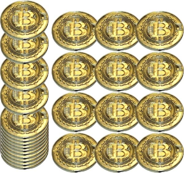 Bitcoin Gold-Tone Cash Social gathering Favor Pack (72 Pcs) Plast... - Image 2