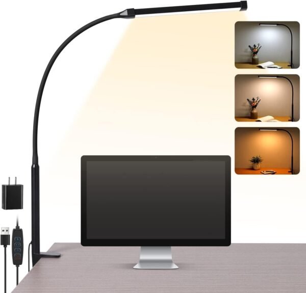 LED Desk Lamp with Clamp, Eye-Caring Clip on Lights for... - Image 2