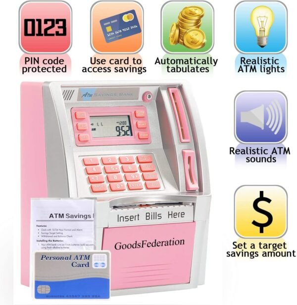 2024 Upgraded ATM Piggy Financial institution for Actual Cash for Children Advert... - Image 3
