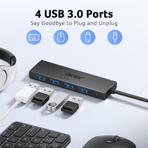 Acer USB Hub 4 Ports, A number of USB 3.0 Hub, USBA Splitt... - Image 3