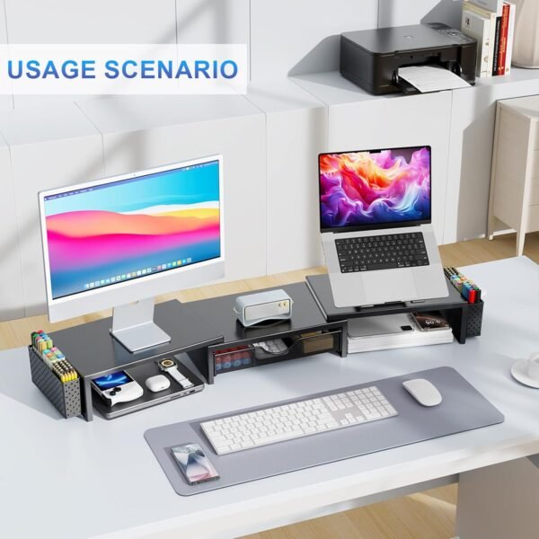 gianotter Twin Monitor Stand Riser, Desk Organizer With... - Image 5