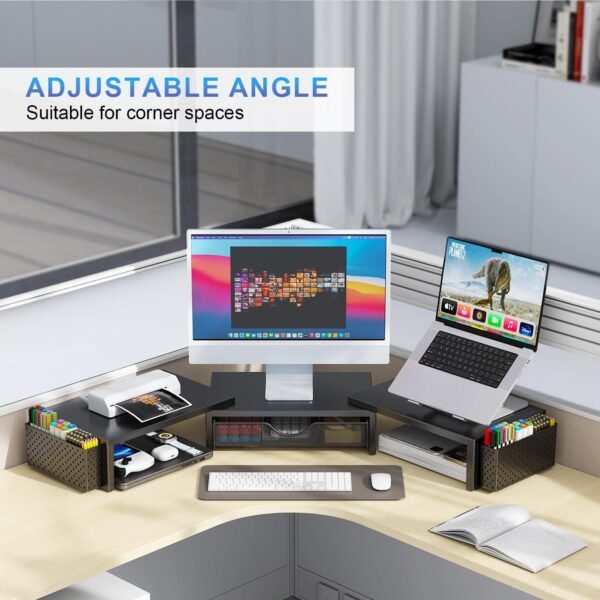 gianotter Twin Monitor Stand Riser, Desk Organizer With... - Image 6
