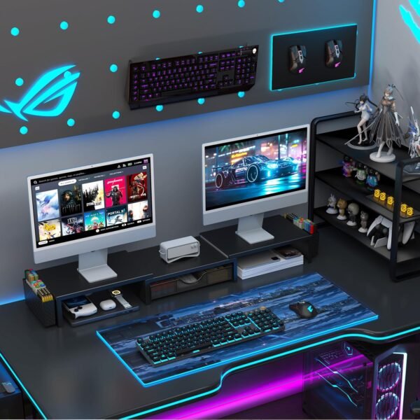 gianotter Twin Monitor Stand Riser, Desk Organizer With... - Image 8