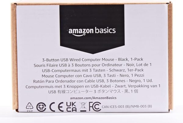 Amazon Fundamentals 3-Button USB Wired Mouse with Scrolling a... - Image 9