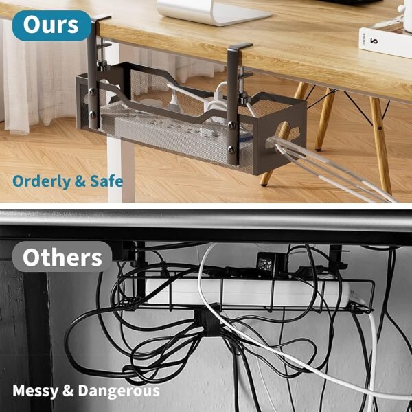 Underneath Desk Cable Administration Tray No Drill, Metallic Mesh C... - Image 5