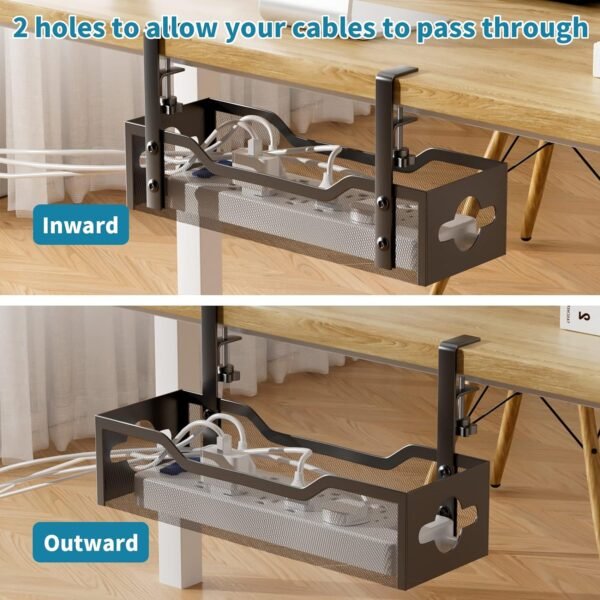 Underneath Desk Cable Administration Tray No Drill, Metallic Mesh C... - Image 6