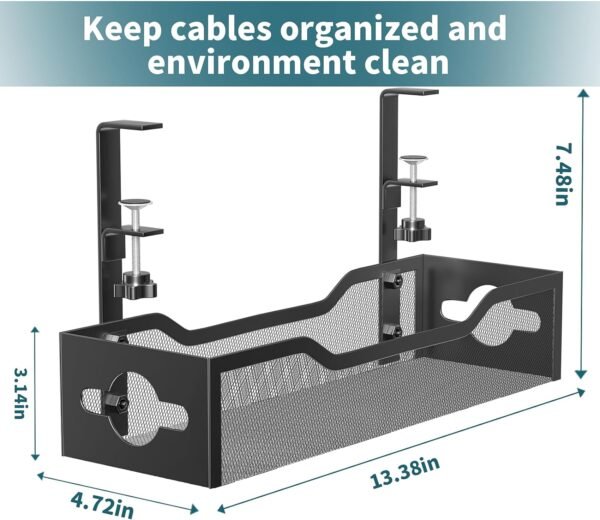 Underneath Desk Cable Administration Tray No Drill, Metallic Mesh C... - Image 8