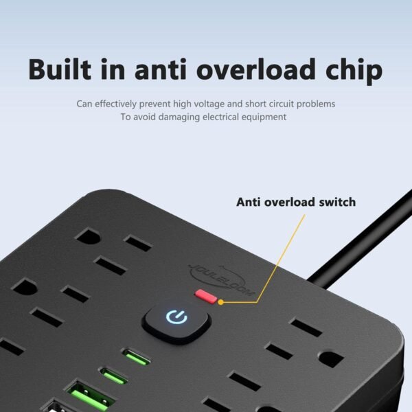 6 FT Flat Plug Surge Protector Energy Strip,11 A number of ... - Image 6
