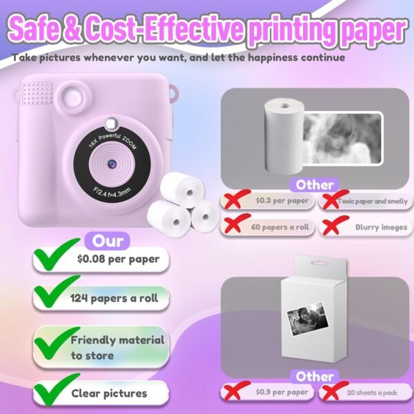 On the spot Print Digital camera for Youngsters, Christmas Birthday Presents... - Image 6
