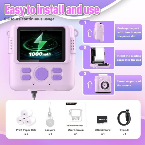 On the spot Print Digital camera for Youngsters, Christmas Birthday Presents... - Image 7