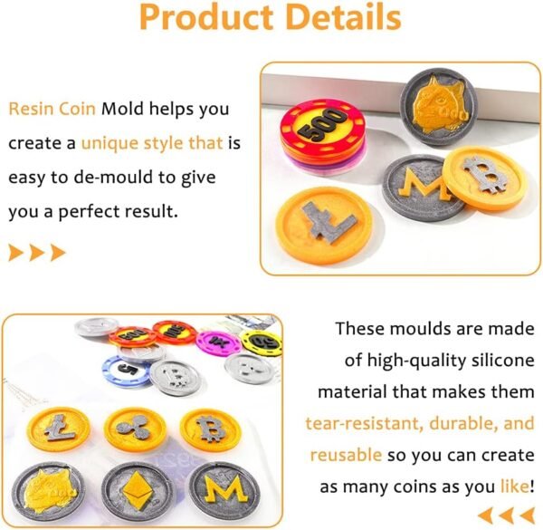 iSuperb 2pcs Coin Resin Mildew Recreation Silicone Bitcoin Epox... - Image 6