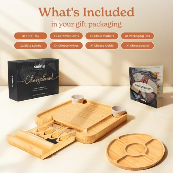 SMIRLY Charcuterie Board Set - Giant Bamboo Cheese Boar... - Image 3