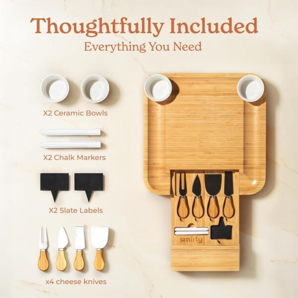 SMIRLY Charcuterie Board Set - Giant Bamboo Cheese Boar... - Image 4