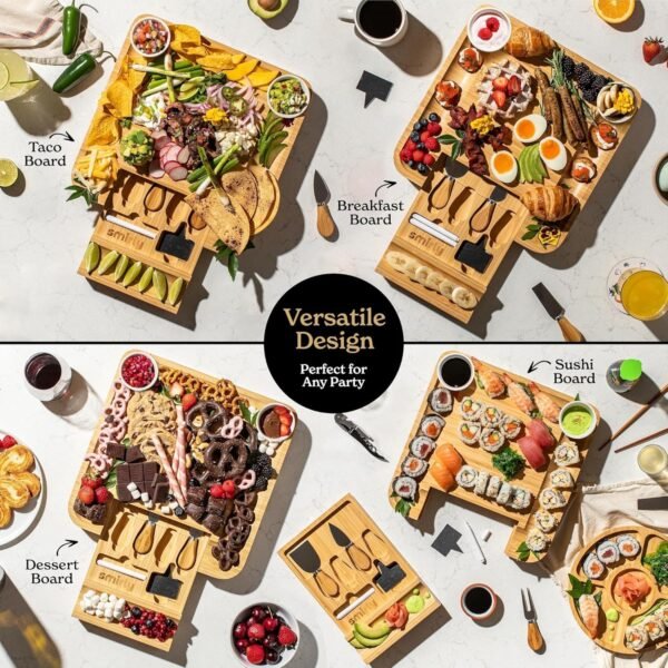 SMIRLY Charcuterie Board Set - Giant Bamboo Cheese Boar... - Image 10