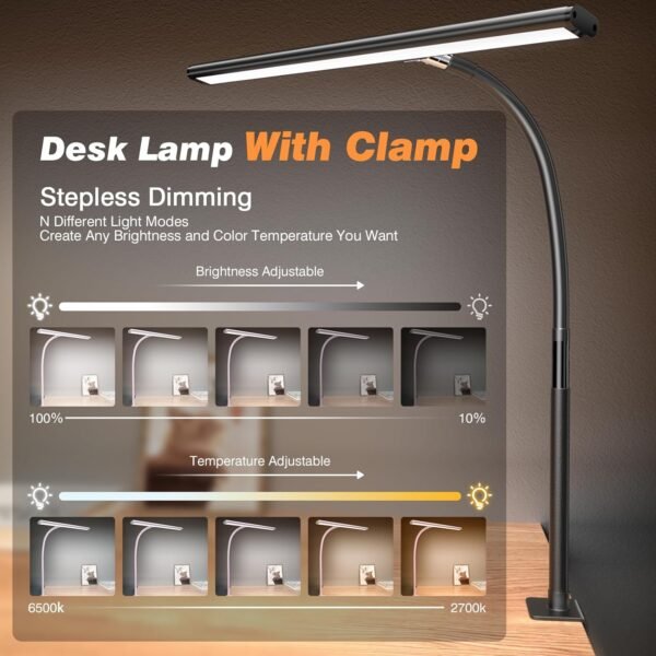 LED Desk Lamp for Workplace Residence, Eye-Caring Desk Mild wi... - Image 3