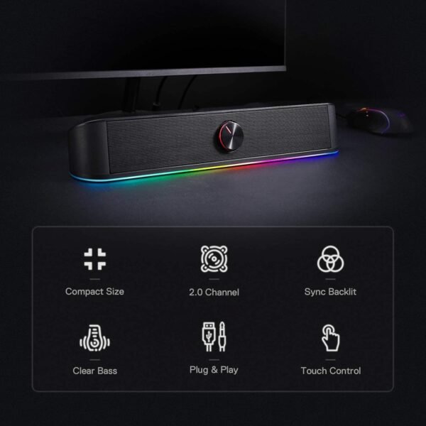 Redragon GS560 RGB Desktop Soundbar, 2.0 Channel Comput... - Image 7