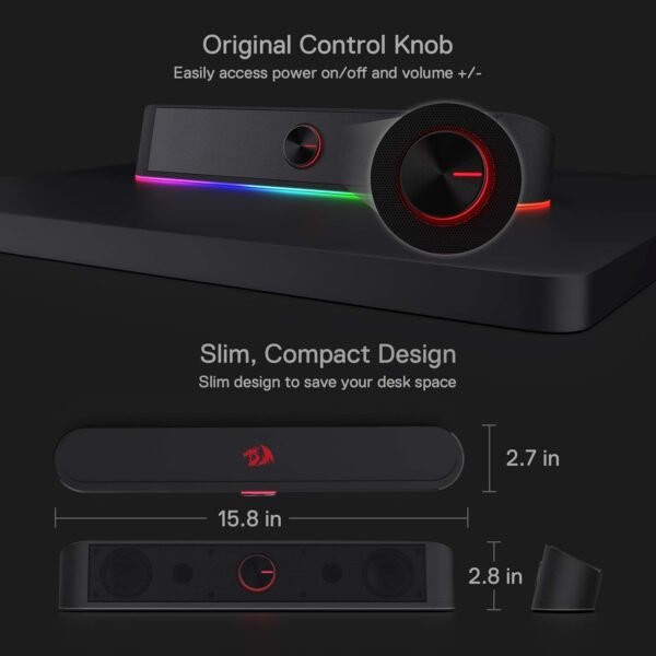 Redragon GS560 RGB Desktop Soundbar, 2.0 Channel Comput... - Image 8