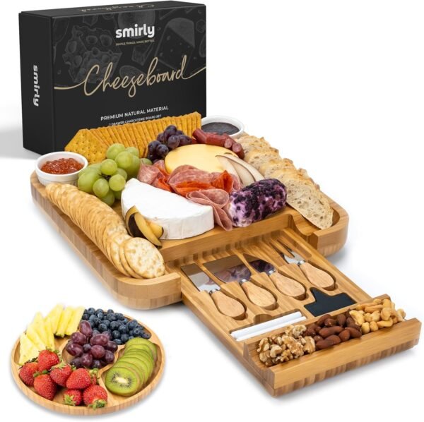 SMIRLY Charcuterie Board Set - Giant Bamboo Cheese Boar... - Image 2