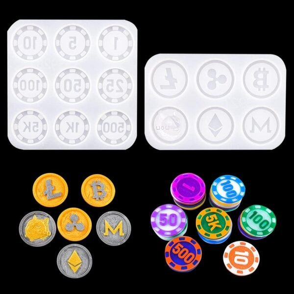 iSuperb 2pcs Coin Resin Mildew Recreation Silicone Bitcoin Epox... - Image 2