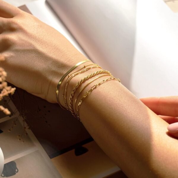 DEARMAY Gold Bracelets for Girls Waterproof, 14K Actual G... - Image 3