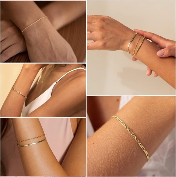 DEARMAY Gold Bracelets for Girls Waterproof, 14K Actual G... - Image 5