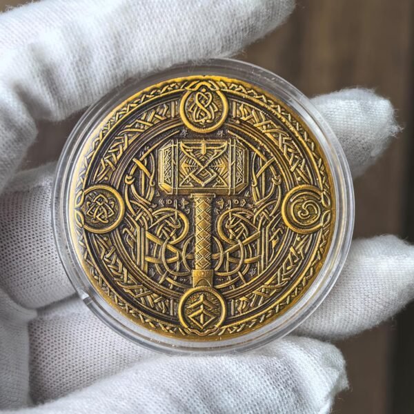 Viking Warrior and Mjölnir Problem Coin - Intricate N... - Image 3