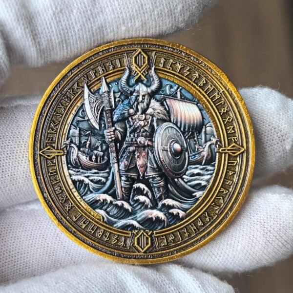 Viking Warrior and Mjölnir Problem Coin - Intricate N... - Image 4