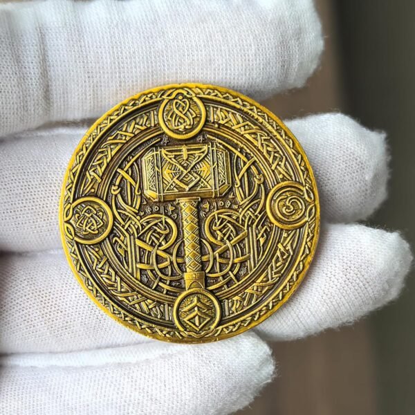 Viking Warrior and Mjölnir Problem Coin - Intricate N... - Image 5