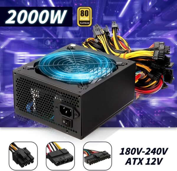 2000W PC Laptop Miner Energy Provide ATX ETH BTC Bitcoi... - Image 3