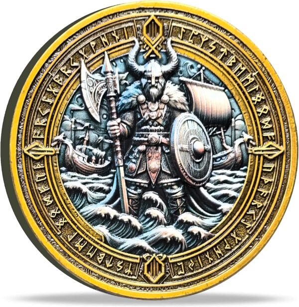 Viking Warrior and Mjölnir Problem Coin - Intricate N... - Image 2